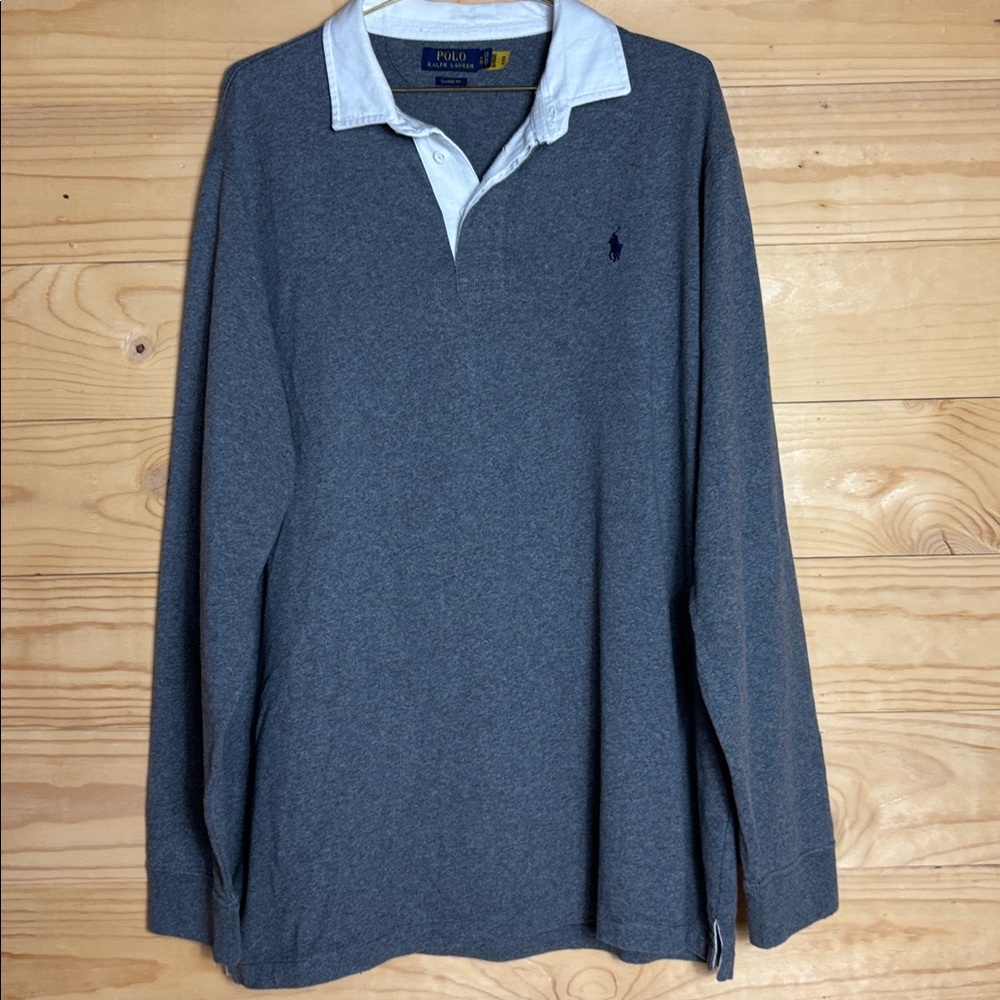 Polo‎ by Ralph Lauren Men's Dark Gray Long Sleeve Polo - Picture 3 of 6
